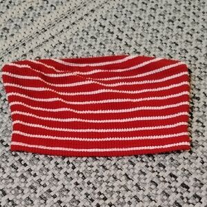 SHEIN Red and White Striped Top